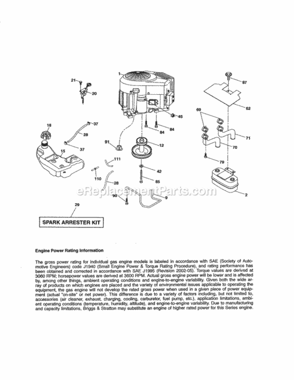 Page D Diagram and Parts List for 917288661  Craftsman Lawn Tractor