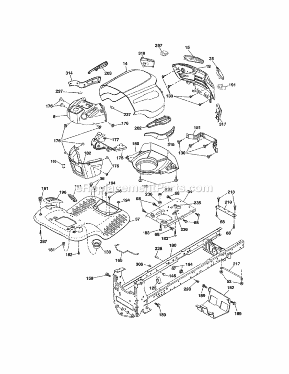 Page B Diagram and Parts List for 917288663  Craftsman Lawn Tractor