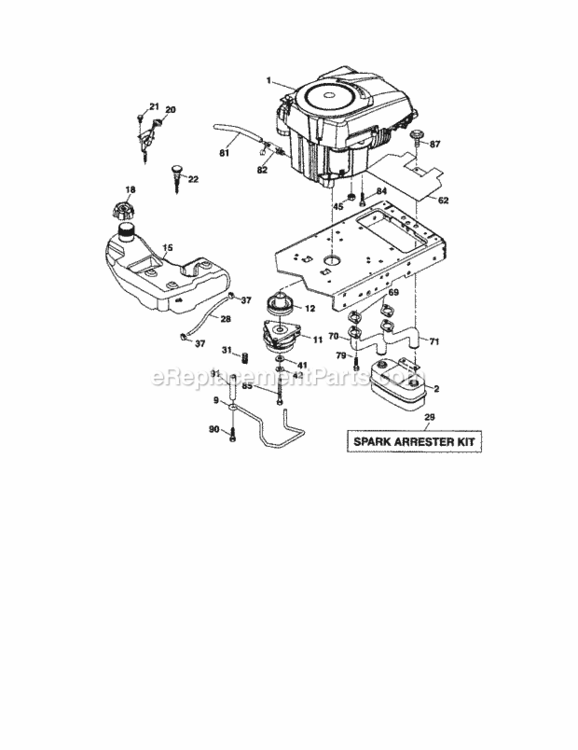 Page E Diagram and Parts List for 917288900  Craftsman Lawn Tractor