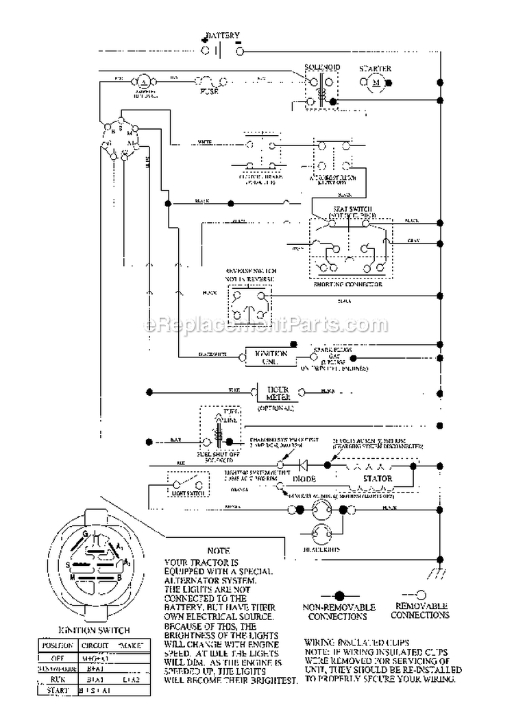 Schematic Diagram Diagram and Parts List for 917289030  Craftsman Lawn Tractor