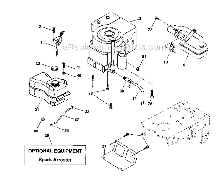 Engine Diagram and Parts List for 917289030  Craftsman Lawn Tractor