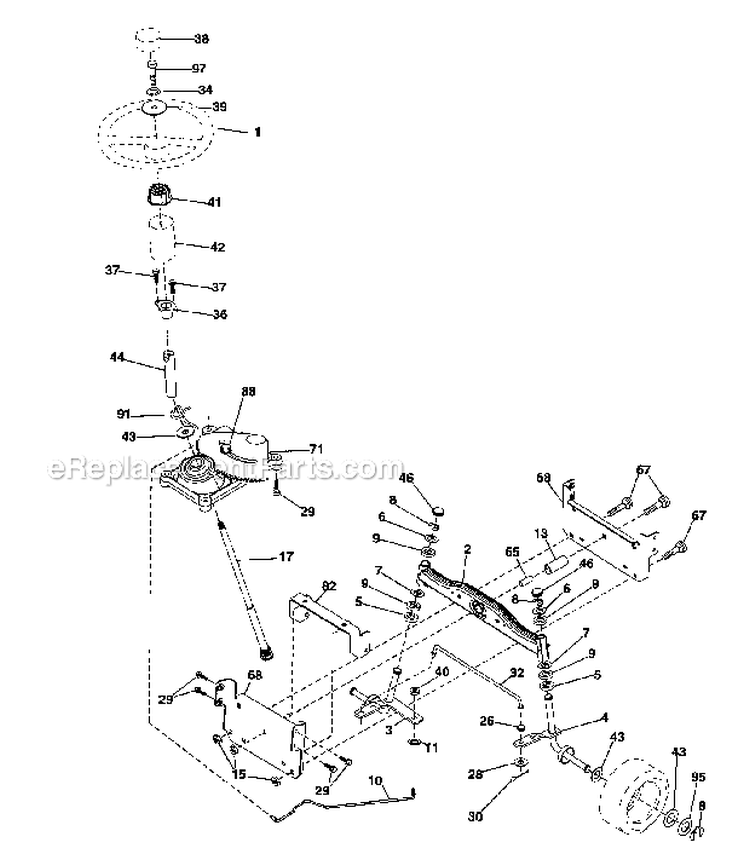 Steering Diagram and Parts List for 917289030  Craftsman Lawn Tractor