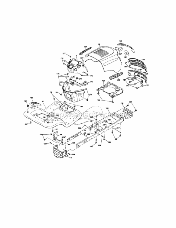 Page B Diagram and Parts List for 917289105  Craftsman Lawn Tractor