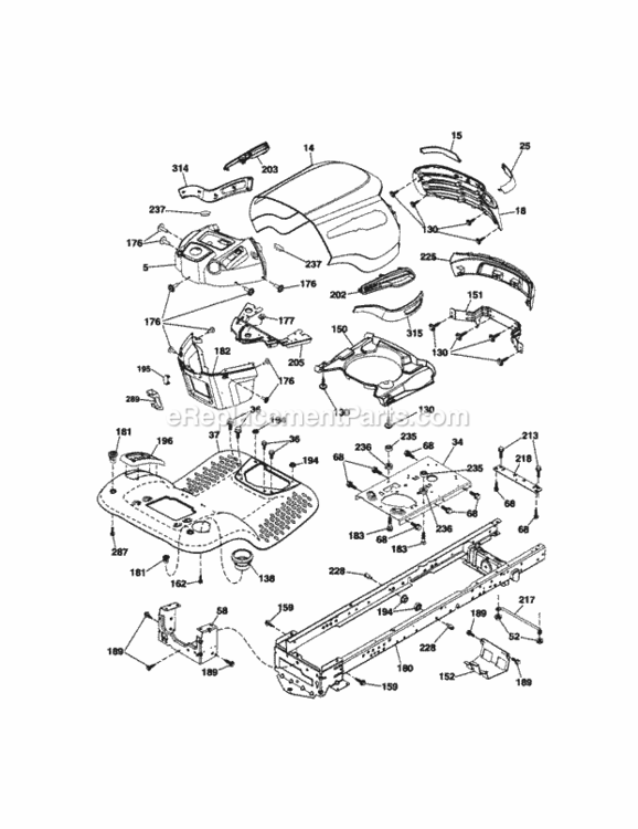 Page B Diagram and Parts List for 917289210  Craftsman Lawn Tractor