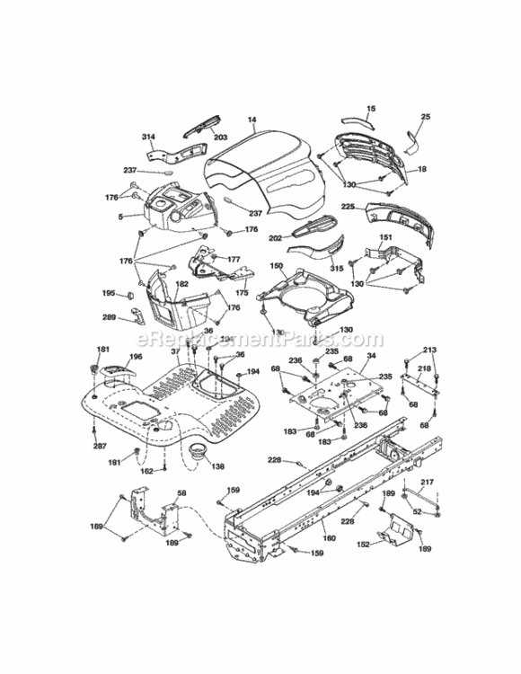 Page B Diagram and Parts List for 917289223  Craftsman Lawn Tractor
