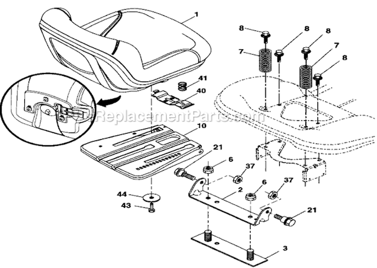 Seat Diagram and Parts List for 917289240  Craftsman Lawn Tractor