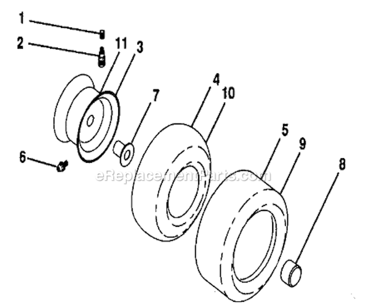 Wheels And Tires Diagram and Parts List for 917289240  Craftsman Lawn Tractor