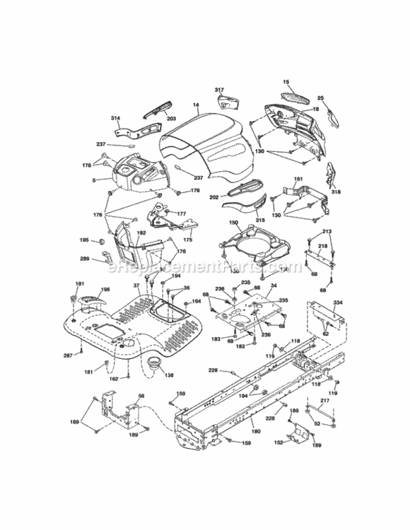 Page B Diagram and Parts List for 917289245  Craftsman Lawn Tractor