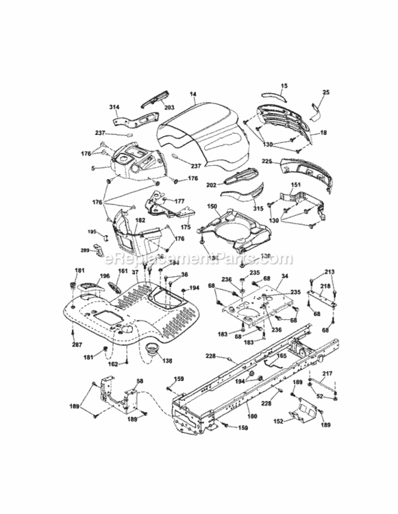 Page B Diagram and Parts List for 917289250  Craftsman Lawn Tractor