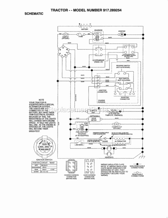 Page K Diagram and Parts List for 917289254  Craftsman Lawn Tractor