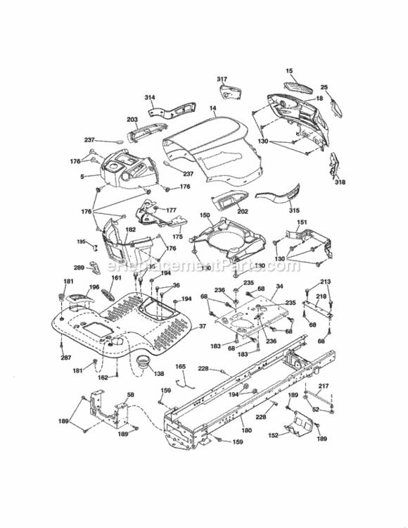 Page B Diagram and Parts List for 917289255  Craftsman Lawn Tractor