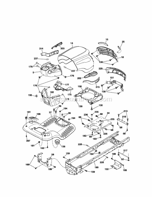 Page B Diagram and Parts List for 917289341  Craftsman Lawn Tractor