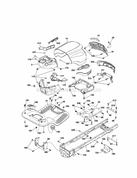 Page B Diagram and Parts List for 917289342  Craftsman Lawn Tractor