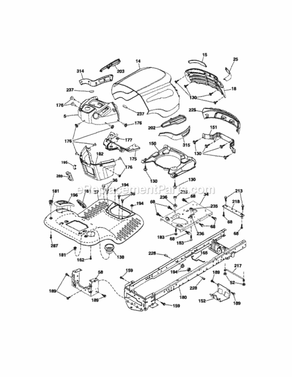 Page B Diagram and Parts List for 917289362  Craftsman Lawn Tractor