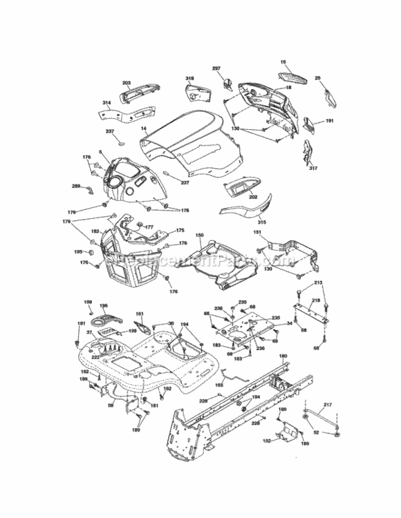 Page B Diagram and Parts List for 917289453  Craftsman Lawn Tractor