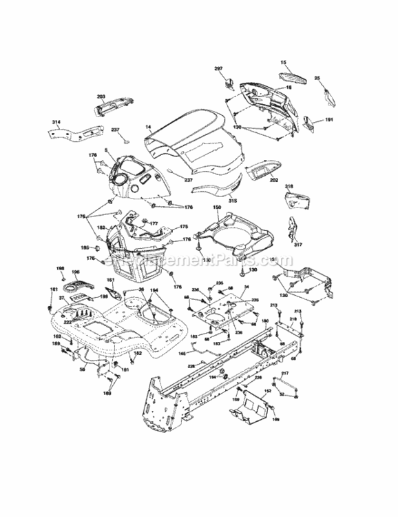 Page B Diagram and Parts List for 917289480  Craftsman Lawn Tractor