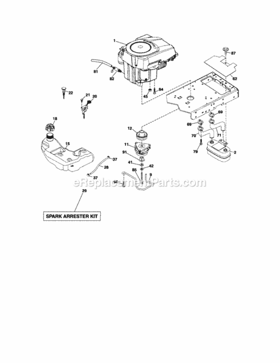 Page E Diagram and Parts List for 917289900  Craftsman Lawn Tractor