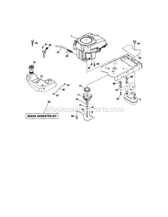 Page E Diagram and Parts List for 917289902  Craftsman Lawn Tractor