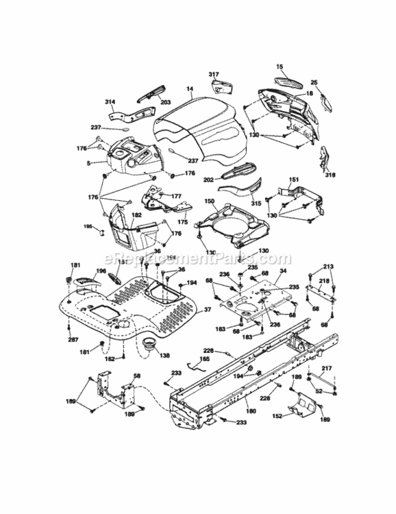 Page B Diagram and Parts List for 917289903  Craftsman Lawn Tractor
