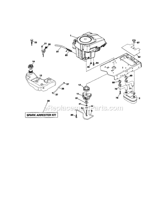 Page E Diagram and Parts List for 917289903  Craftsman Lawn Tractor