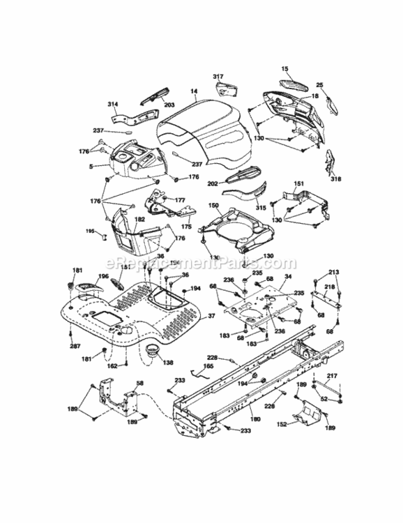 Page B Diagram and Parts List for 917289904  Craftsman Lawn Tractor