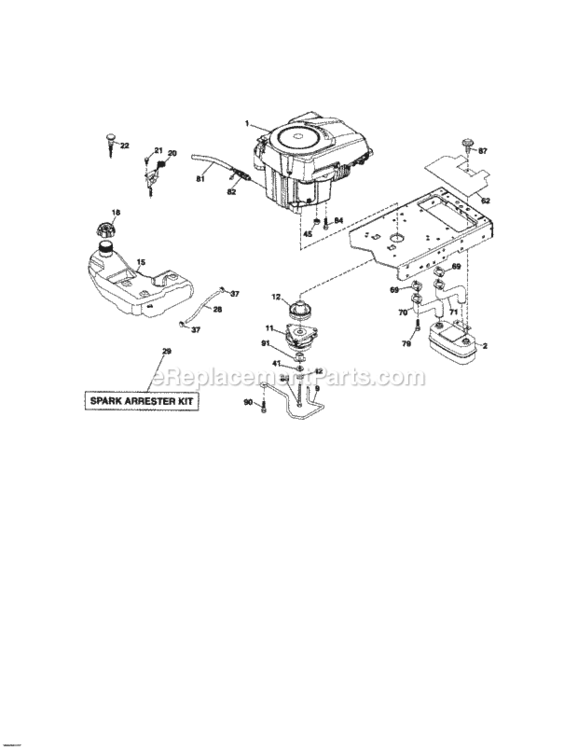 Page E Diagram and Parts List for 917289904  Craftsman Lawn Tractor