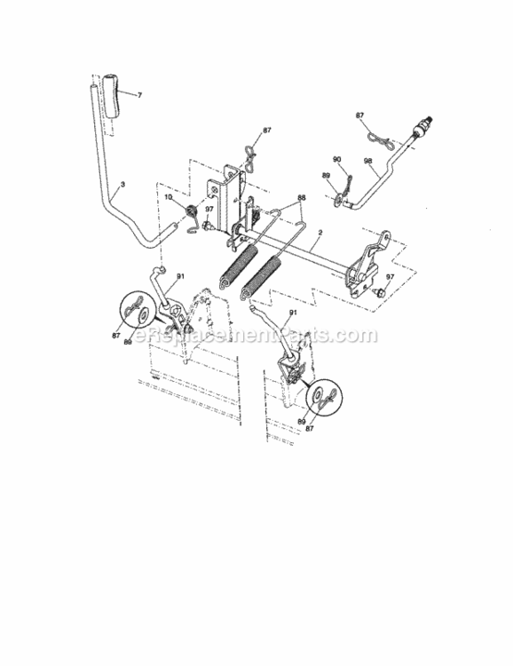 Page K Diagram and Parts List for 917289910  Craftsman Lawn Tractor