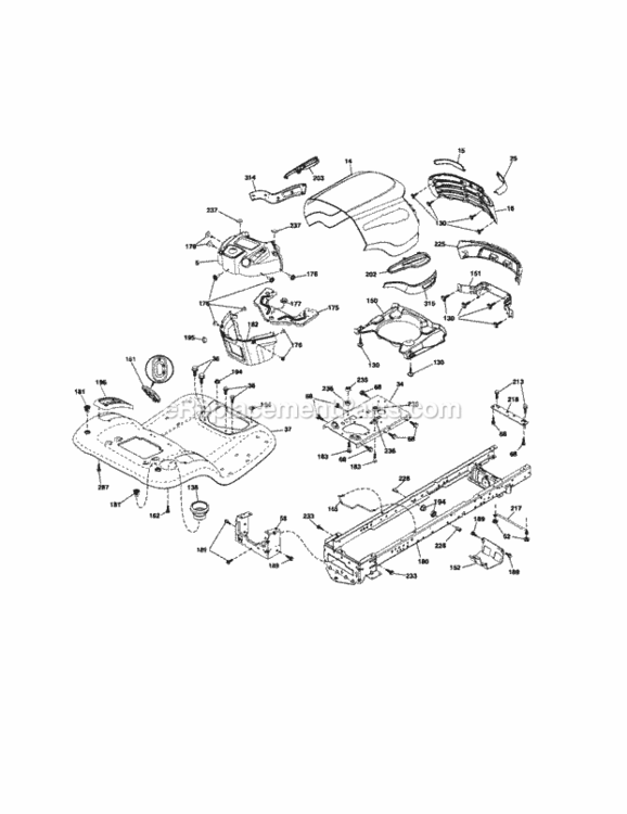 Page E Diagram and Parts List for 917289910  Craftsman Lawn Tractor