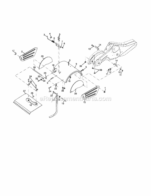 Page E Diagram and Parts List for 917290031  Craftsman Tiller
