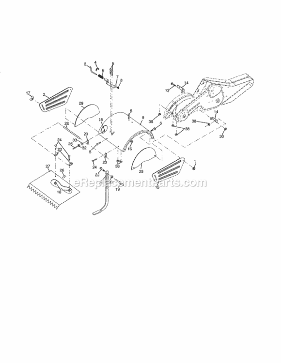 Page E Diagram and Parts List for 917290034  Craftsman Tiller