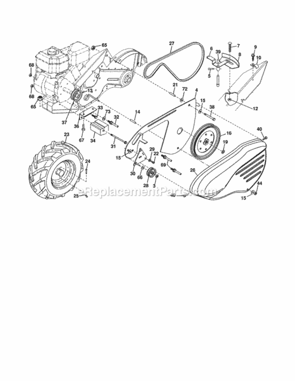 Page B Diagram and Parts List for 917290037  Craftsman Tiller