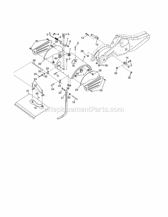 Page E Diagram and Parts List for 917290037  Craftsman Tiller