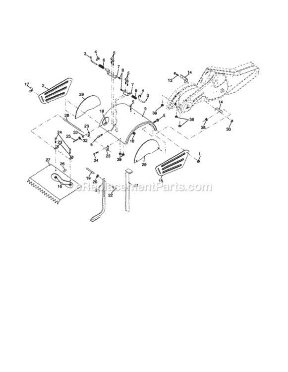 Page E Diagram and Parts List for 917290042  Craftsman Tiller