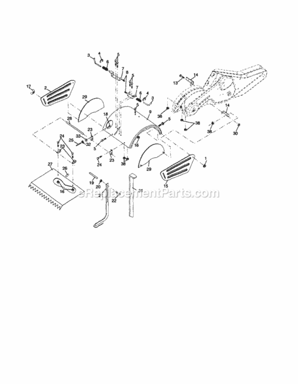 Page E Diagram and Parts List for 917290045  Craftsman Tiller