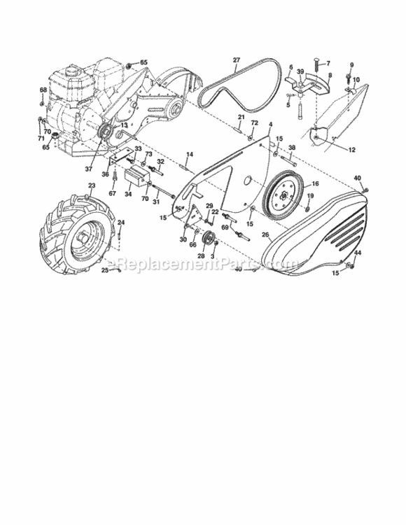 Page B Diagram and Parts List for 917290048  Craftsman Tiller