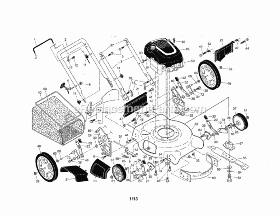 Page A Diagram and Parts List for 917290810  Craftsman Lawn Mower