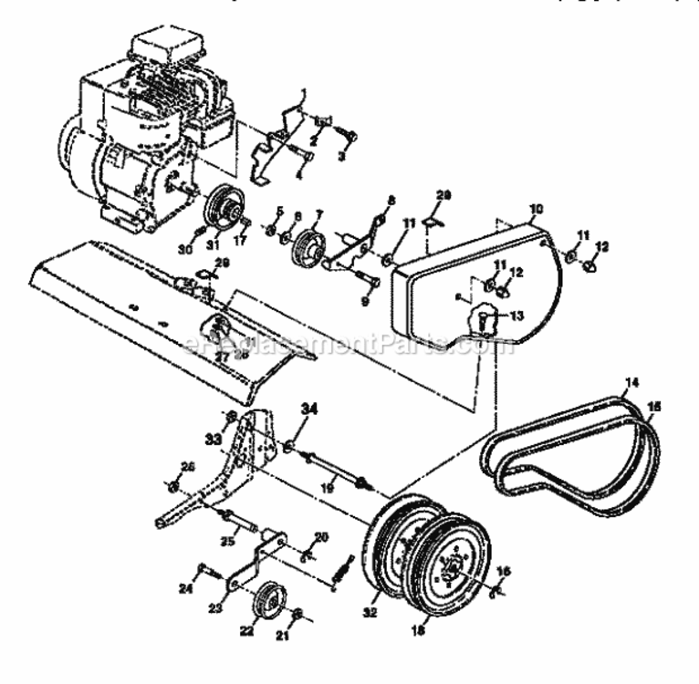 Page B Diagram and Parts List for 917292400  Craftsman Tiller