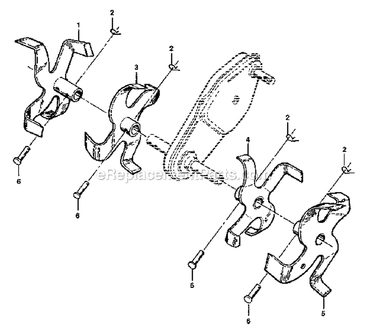 Tine Assembly Diagram and Parts List for 917292493  Craftsman Tiller