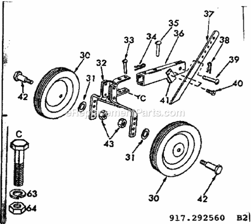 Page A Diagram and Parts List for 917292560  Craftsman Tiller