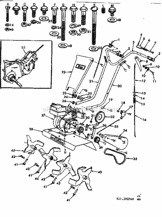 Page B Diagram and Parts List for 917292560  Craftsman Tiller