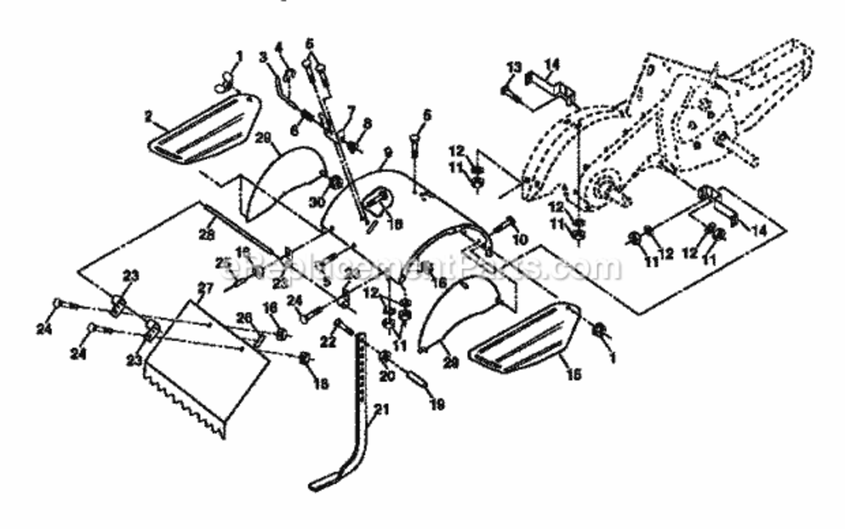 Page E Diagram and Parts List for 917293300  Craftsman Tiller