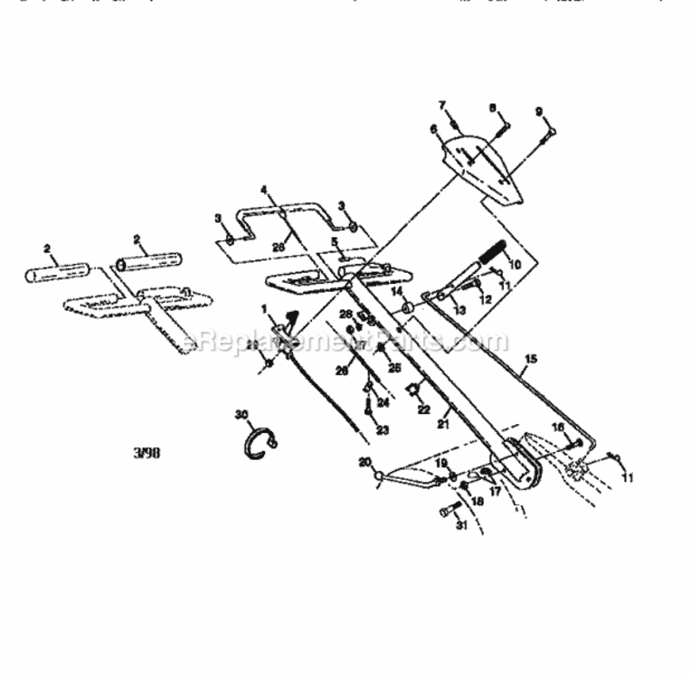 Page A Diagram and Parts List for 917293301  Craftsman Tiller