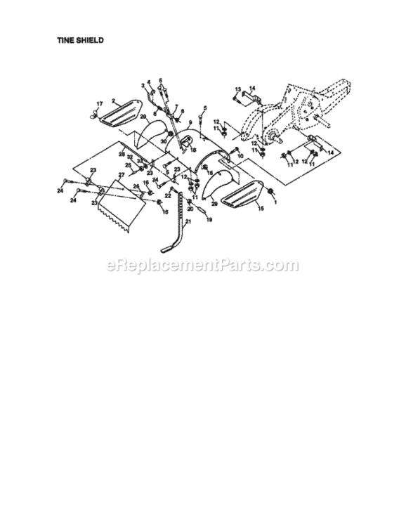 Page E Diagram and Parts List for 917293311  Craftsman Tiller