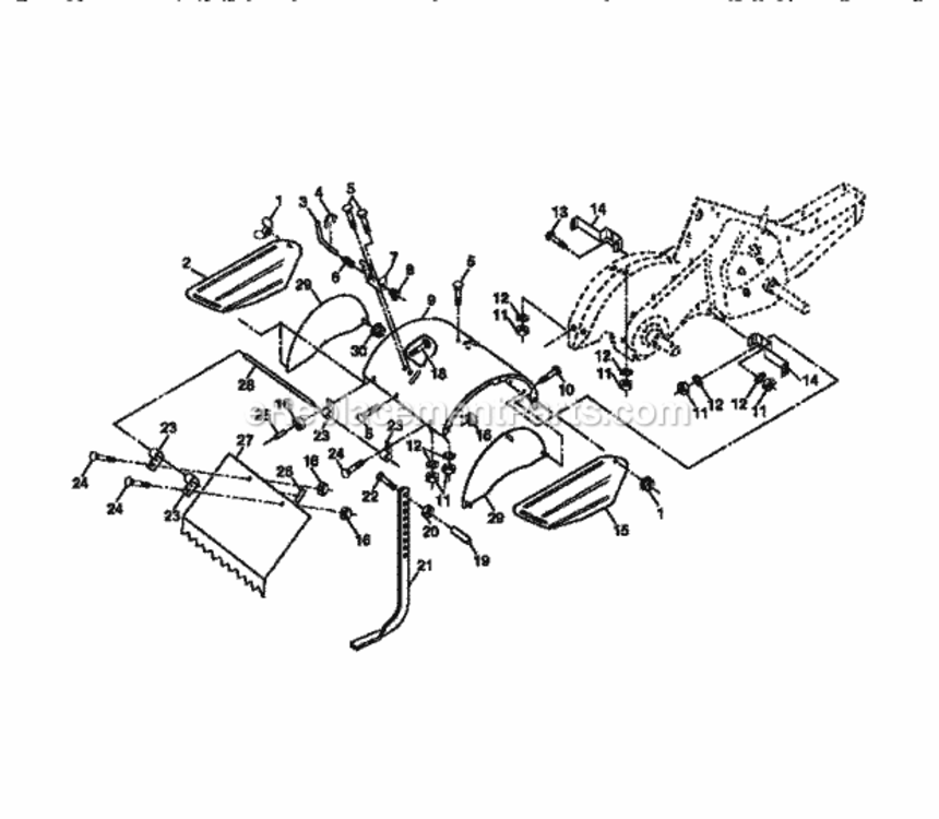 Page E Diagram and Parts List for 917293400  Craftsman Tiller
