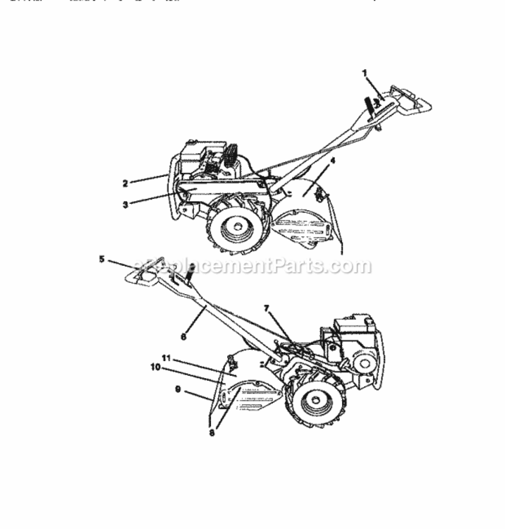 Page G Diagram and Parts List for 917293401  Craftsman Tiller