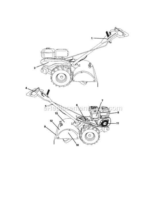 Page G Diagram and Parts List for 917293570  Craftsman Tiller