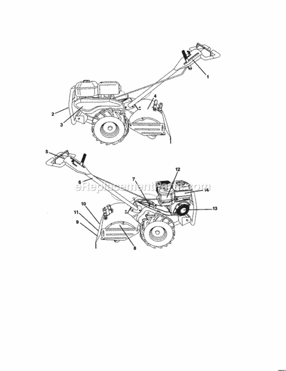 Page G Diagram and Parts List for 917293590  Craftsman Tiller