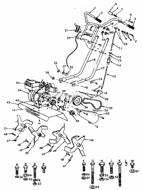 Page B Diagram and Parts List for 917294560  Craftsman Tiller