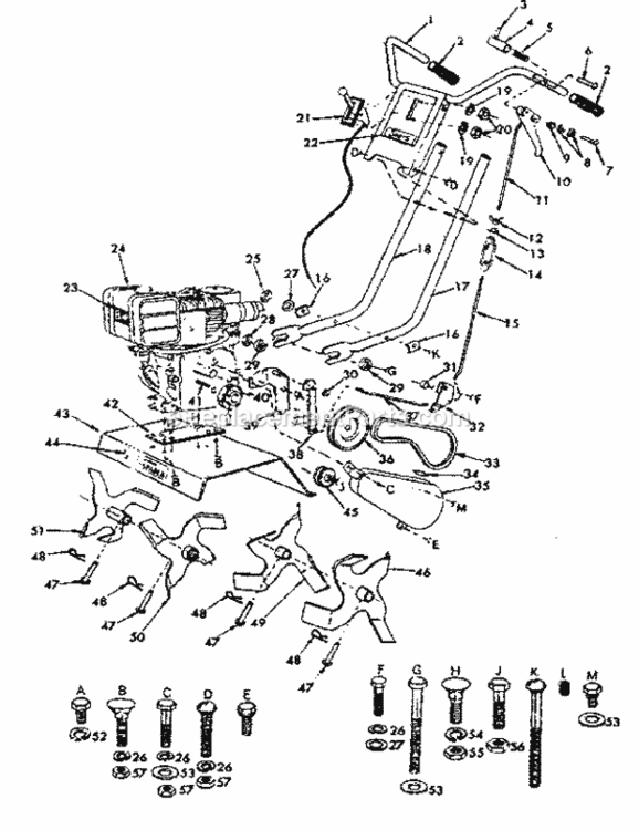 Page B Diagram and Parts List for 917294580  Craftsman Tiller