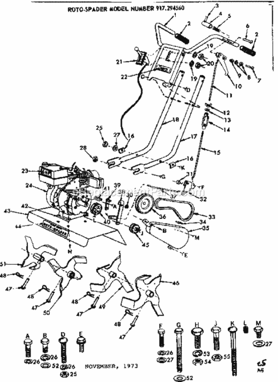 Page C Diagram and Parts List for 917295560  Craftsman Tiller
